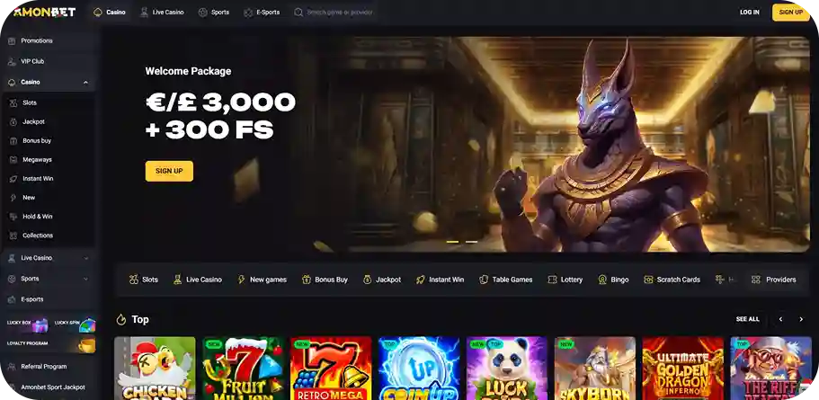 AmonBet casino desktop view